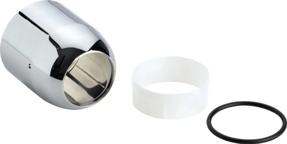 Chromfarbene Abdeckkappe mit einem inneren Einsatz und O-Ring, geeignet für die Kartusche BS2 Easy-Box von Ideal Standard.